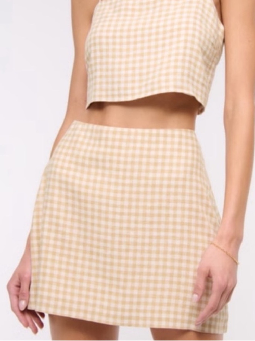 Abercrombie & Fitch Beige Gingham Mini Skort Women’s Medium